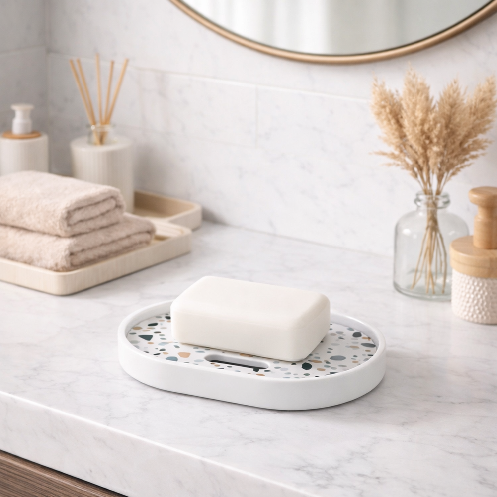 Set de Baño Línea Piedras Terrazo - 6 pzas